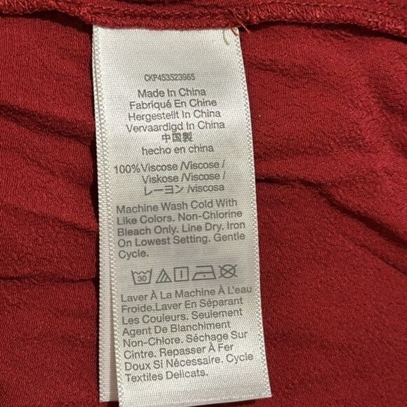 Madewell Red Button-Front Long Sleeve Blouse 2X Viscose - Picture 4 of 9